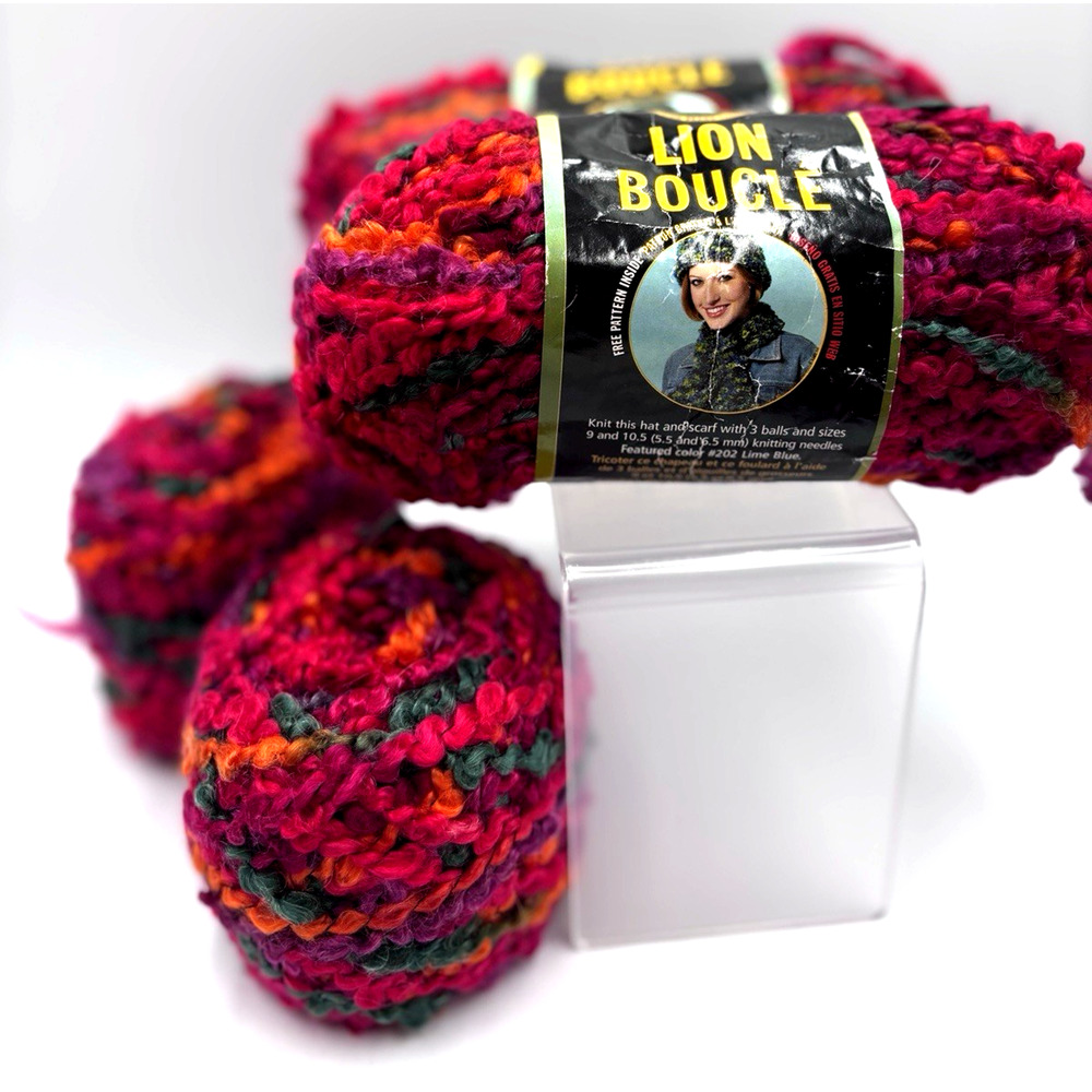 Lot Of 4 Lion Brand Boucle Yarn Popsicle 212 2.5 oz Skeins Super Bulky All NEW